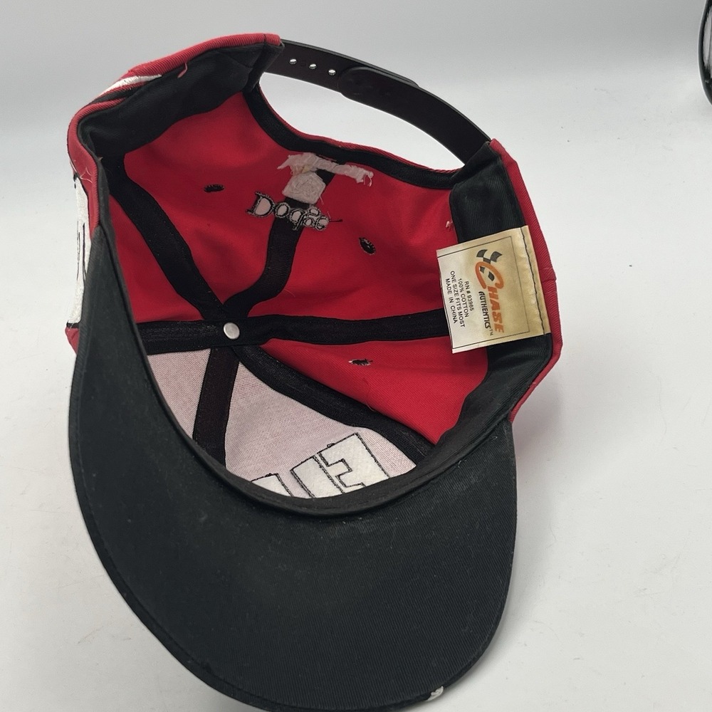 Vintage Dodge Hat Cap Snap Back Red Black NASCAR Racing Mens 90s Bill Elliott - Picture 5 of 5